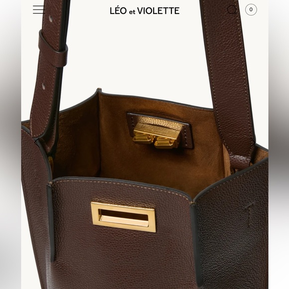 NEW Leo Et Violette Le Duo Bucket Bag Brown Grain Leather - Picture 5 of 16